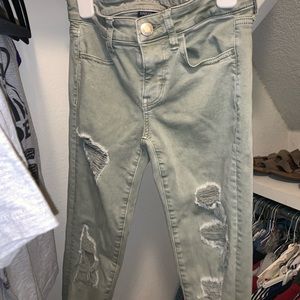 Green Ripped American Eagle Jeans